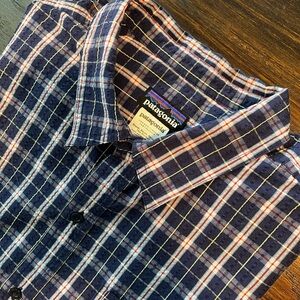 Patagonia Common Threads Casual‎ Button Down Shirts in Blue and Red